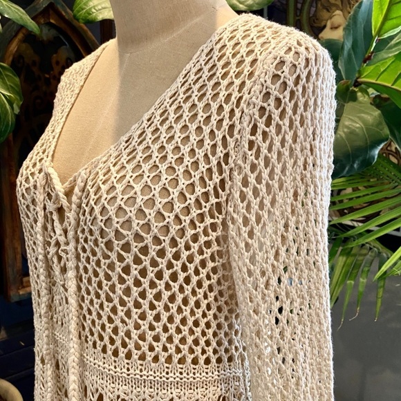 Umgee Crochet bell sleeve tunic cover up dress top - Picture 10 of 13